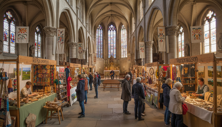 Kunstmarkt in einer Kirche