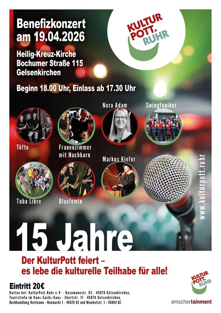 Plakat für das Benefizkonzert am 19.04.2026 in der Heilig-Kreuz-Kirche