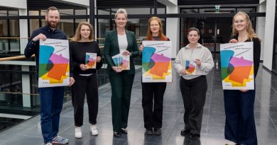 v. l.: Markus Lüke (IFAK e.V.), Paula Leh (Fan-Initiative), Oberbürgermeisterin Andrea Henze, Inga Clever (Fachstelle demokratie.bewegen), Barbara Christ (Mädchenzentrum) und Mieke Blohm (Fachstelle demokratie.bewegen).