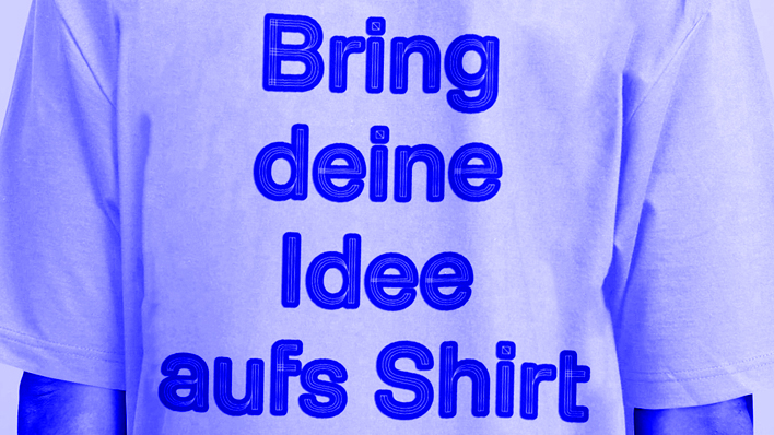 T-Shirt von hinten Aufschrift "Bring deine Idee auf's Shirt"