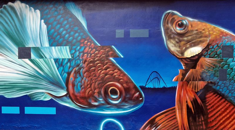 Aussschnitt eines Murals in der Gelsenkirchener Innenstadt von Denis Klatt