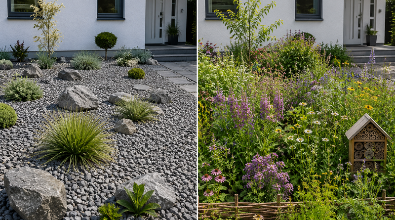 Steingarten vs. bienenfreundlicher Vorgarten