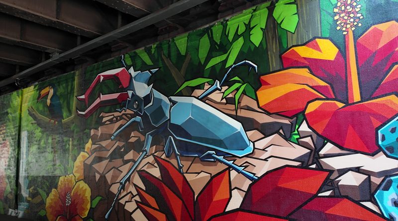 Graffiti im Bismarcktunnel mit Hirschkäfermotiv