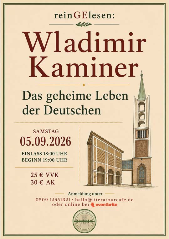 Veranstaltungsplakat Wladimir Kaminer am 5.9. in der Altstadtkirche