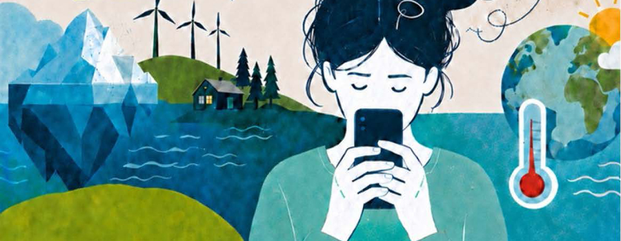 Illustration: Mädchen schaut auf Smartphone