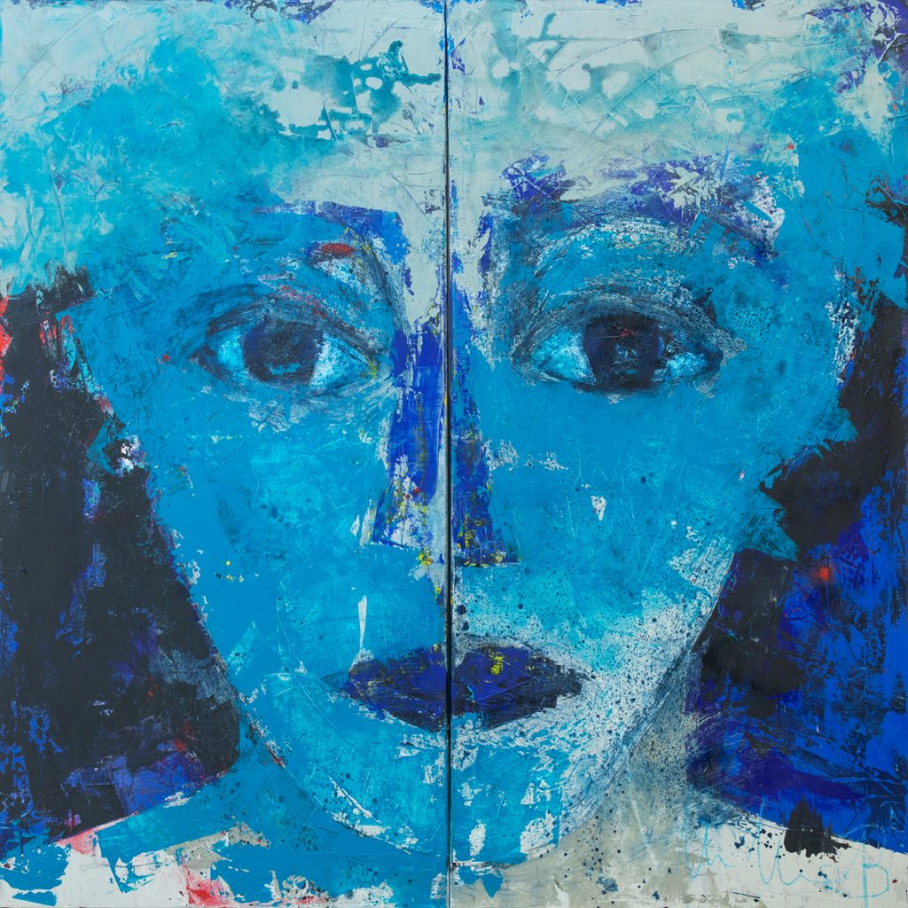 Werk von Marion Mauss, Frauenkopf in blau